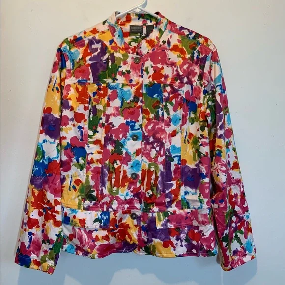 Chico’s Monet Fleur Satiny Spring Jacket - Picture 2 of 8